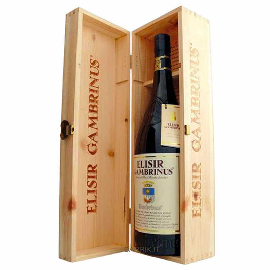 Elisir Gambrinus liquore di vino Raboso Magnum 1,5lt con Cassa in Legno