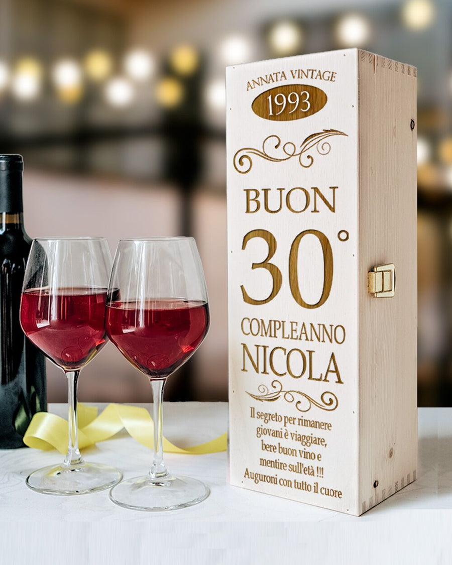 Personalizzazione regalo cassetta in legno per 1 bottiglia standard da 750 ml