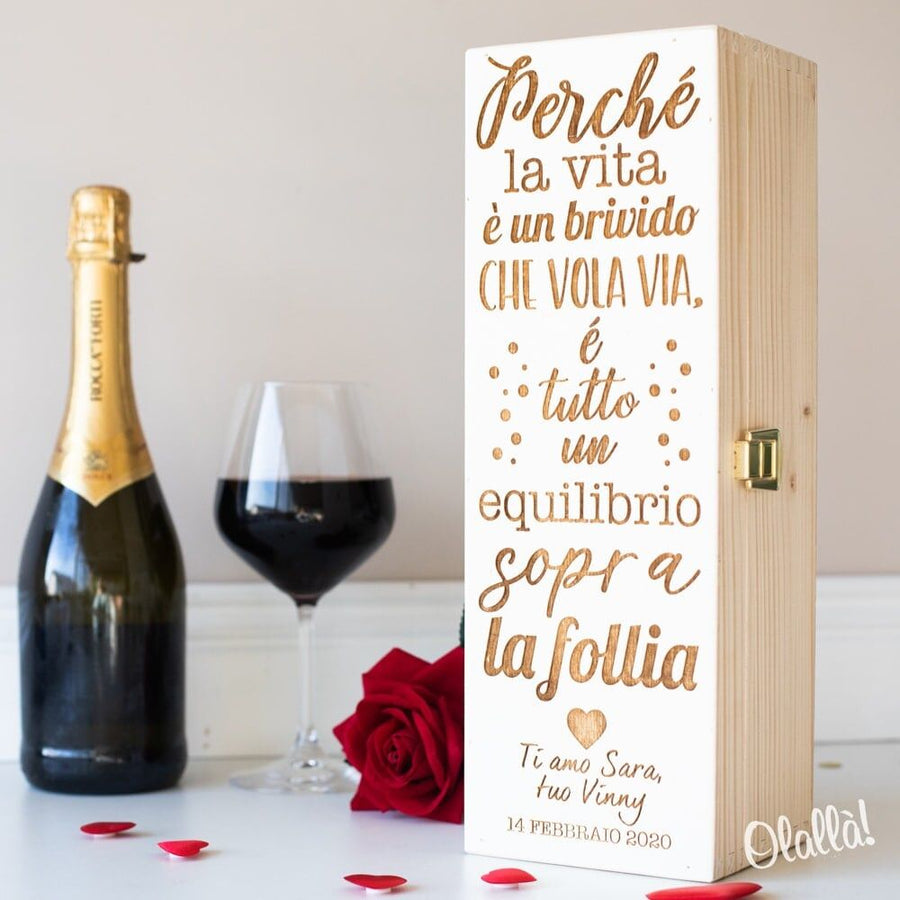 Personalizzazione regalo cassetta in legno per 1 bottiglia standard da 750 ml