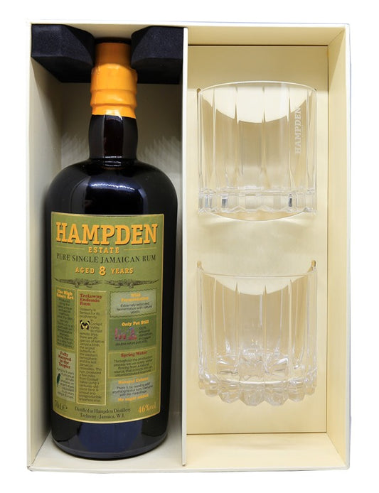 Rum Hampden 8 YO Cofanetto con 2 bicchieri